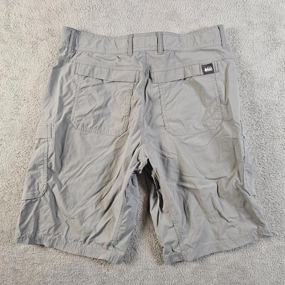 REI Co-op Sahara‎ Cargo Shorts Mens 34 Grey Relaxed Fit Hiking Outdoor Belted